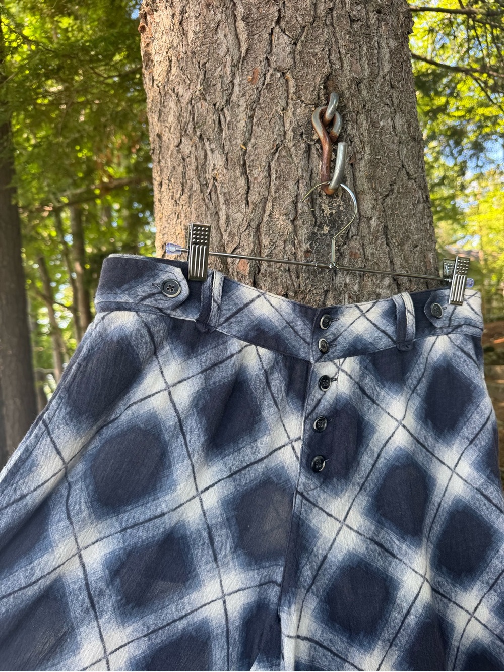 Vintage Free People Plaid Cotton Wide Leg Pants 6